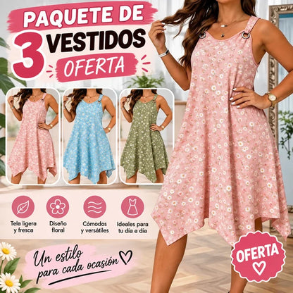 Vestido Largo Floral de Margaritas |  Fresco y Versátil - Oferta Paga 1 - Lleva 3 - Descuento 50%